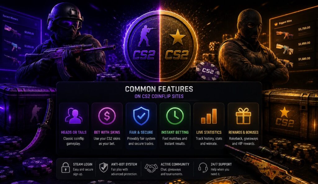 Common Features on CS2 Coinflip Sites